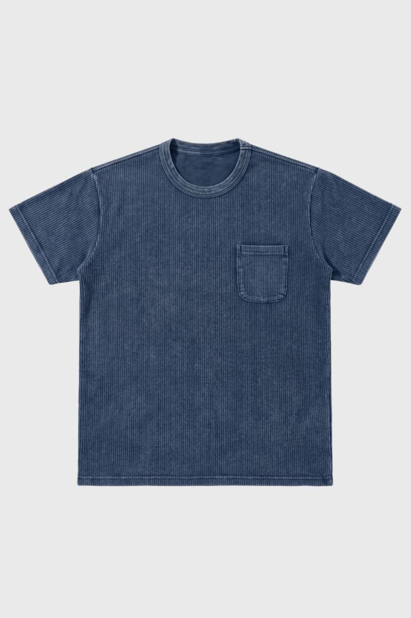 Men’s Oversized Pocket T-Shirt | Vintage Washed Black Casual Tee | Relaxed Streetwear Fit