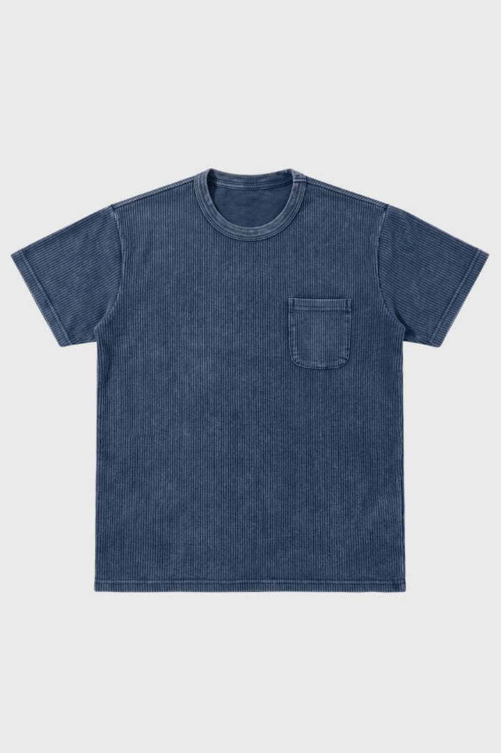 Men’s Oversized Pocket T-Shirt | Vintage Washed Black Casual Tee | Relaxed Streetwear Fit