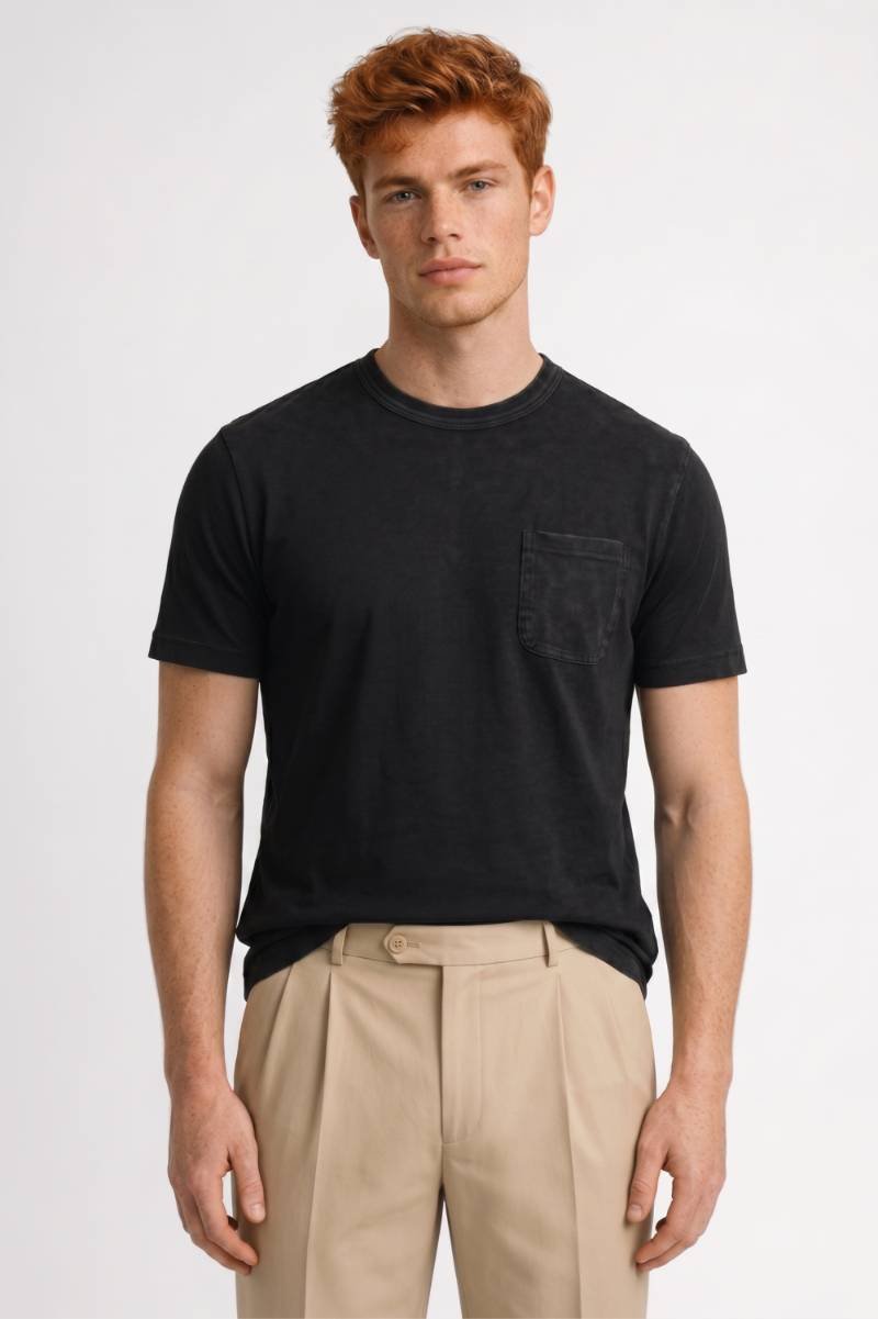 Men’s Oversized Pocket T-Shirt | Vintage Washed Black Casual Tee | Relaxed Streetwear Fit