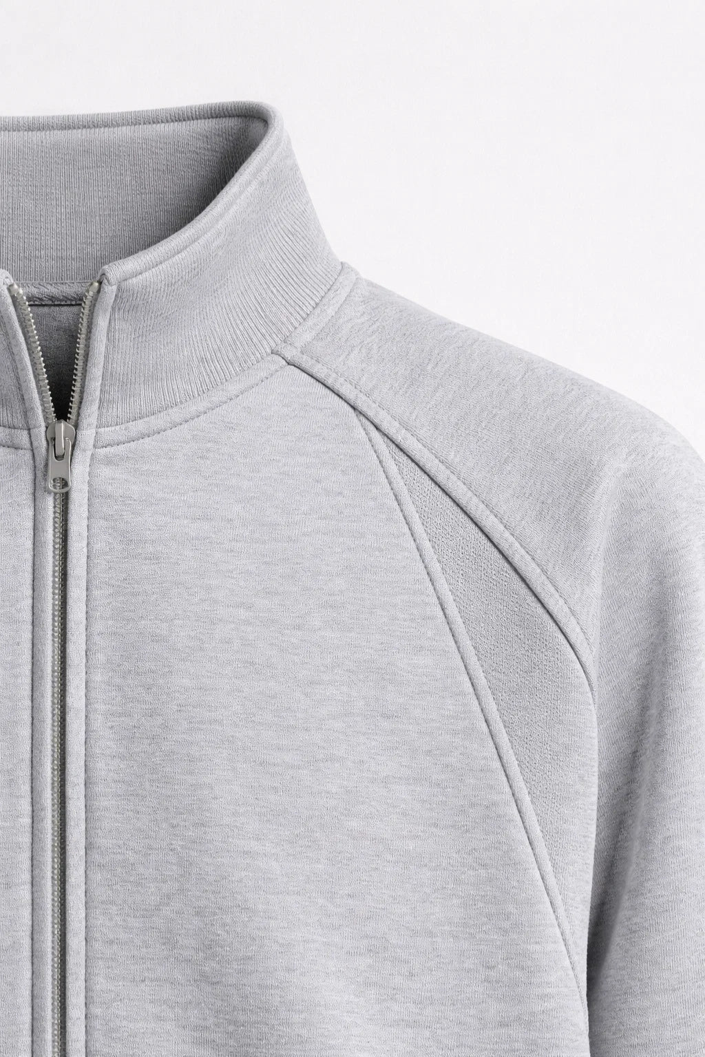 Men’s Zip-Up Sweat Jacket with Stand Collar | Casual Lightweight Layer in Gray | Relaxed Modern Fit
