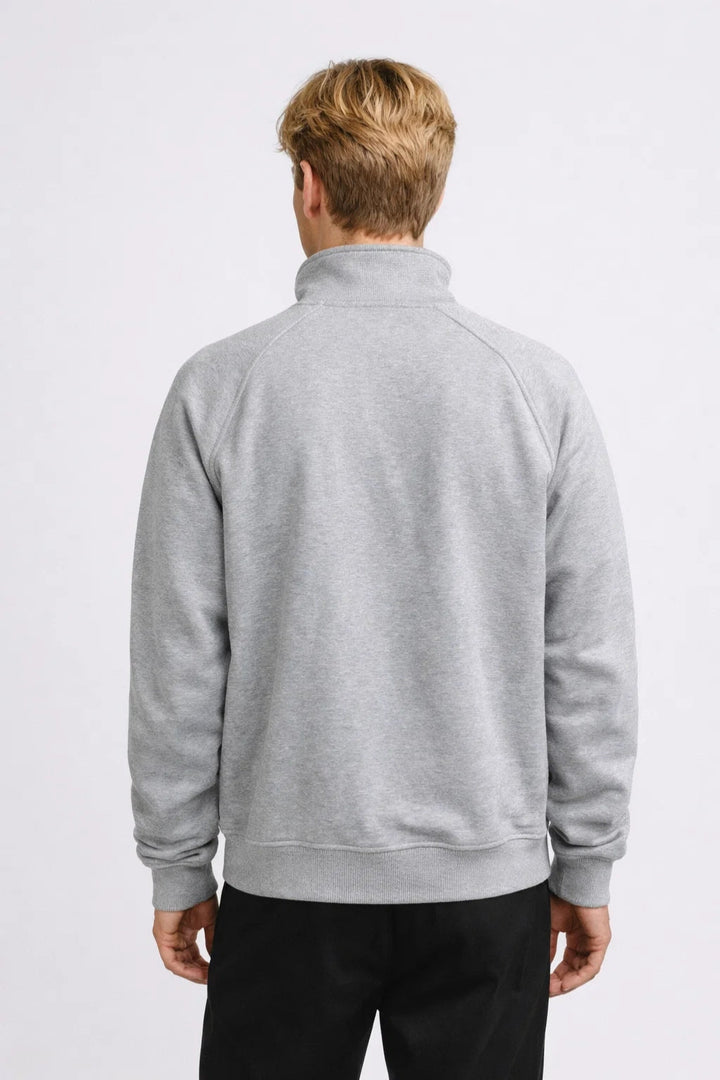 Men’s Zip-Up Sweat Jacket with Stand Collar | Casual Lightweight Layer in Gray | Relaxed Modern Fit