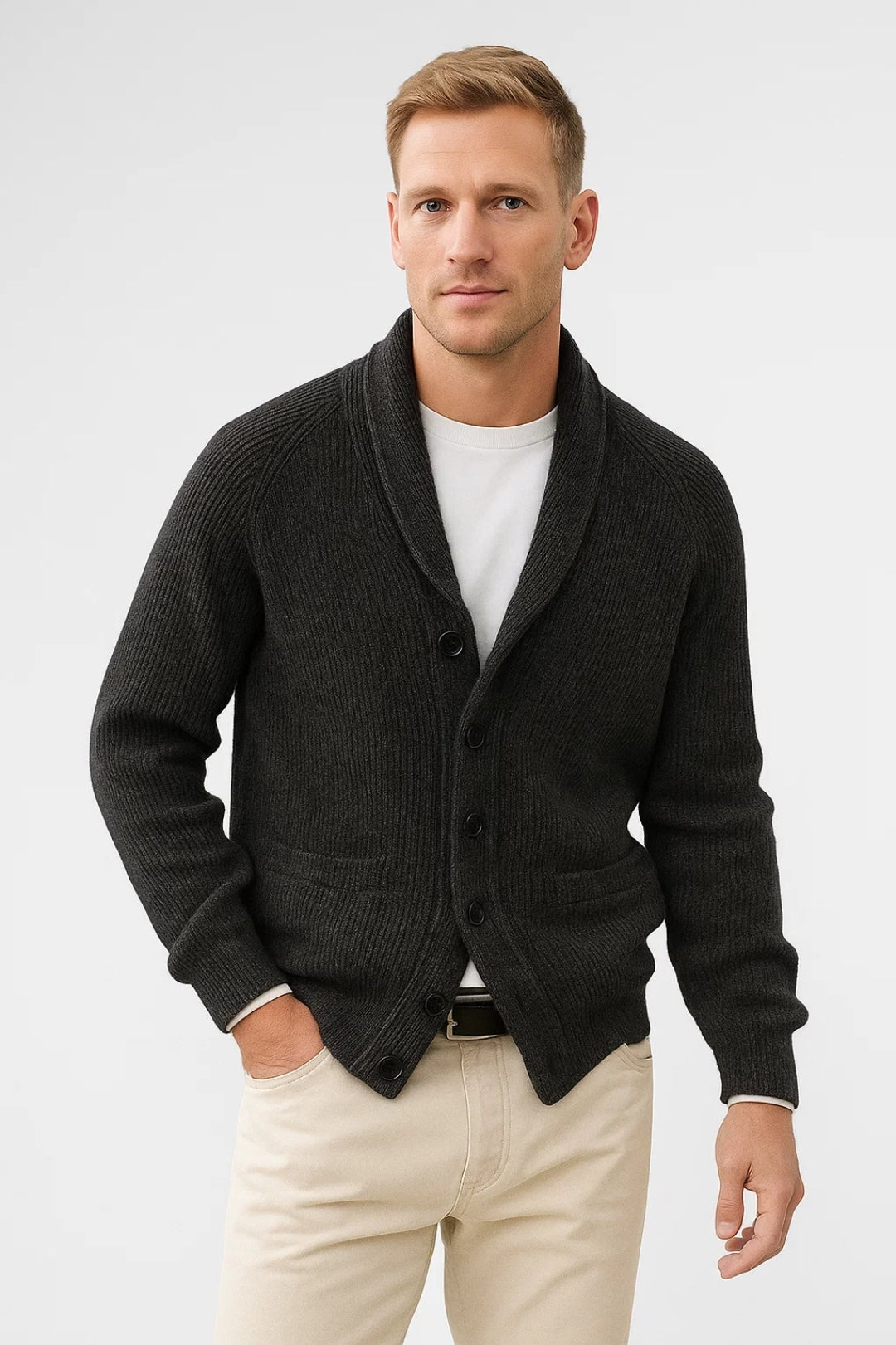 Men’s Shawl Collar Cardigan | Classic Button-Up Knit
